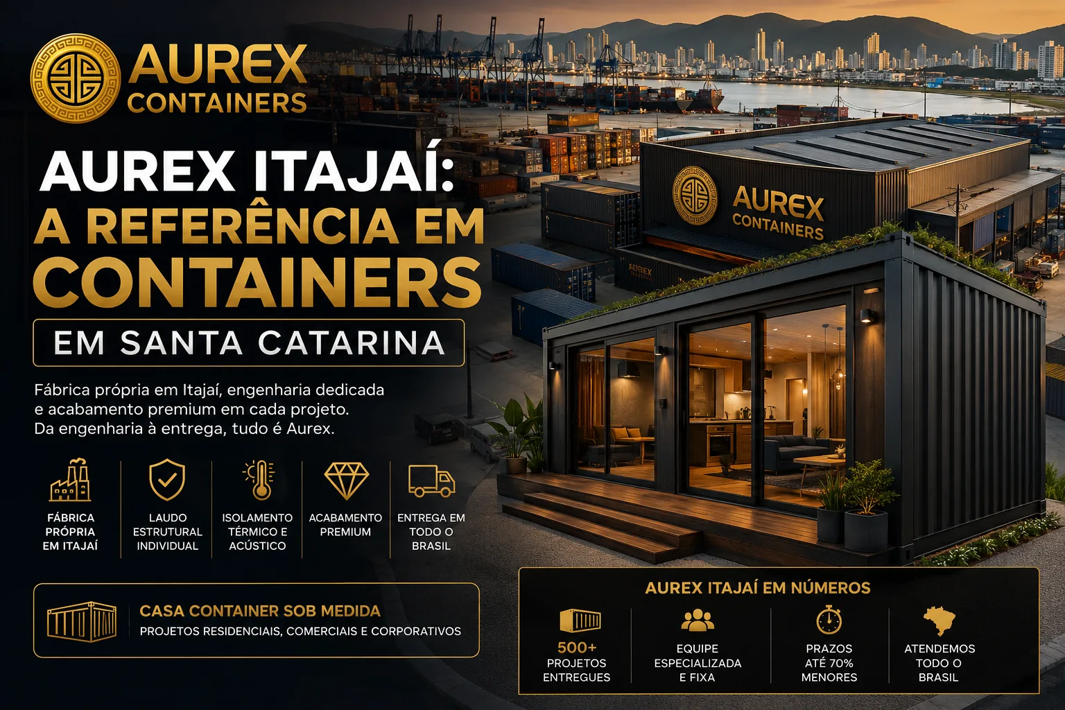 Aurex Itajaí — fábrica de containers em Santa Catarina com casa container premium